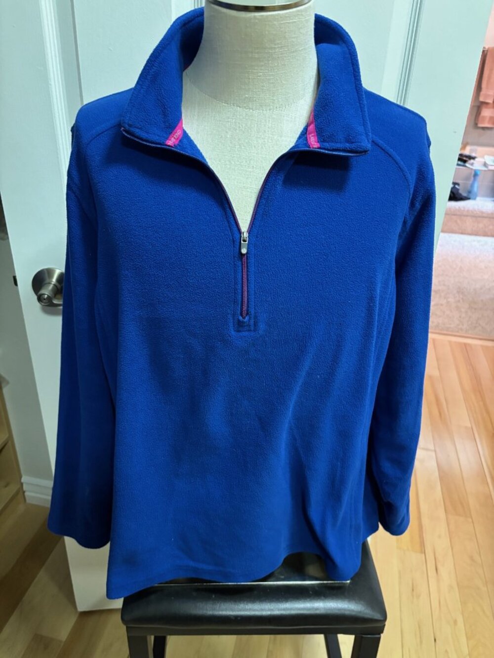 Electric Blue - Lands End - pullover -  1/4 zip fleece jacket